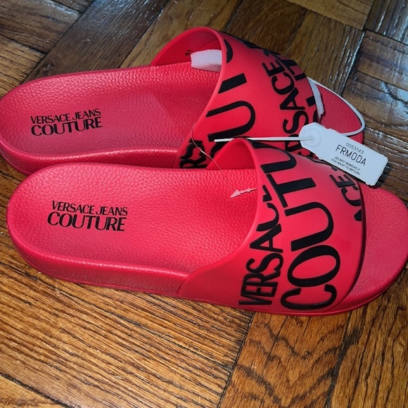NWOB versace jeans couture red and black slides size; 8 men’s main image 4